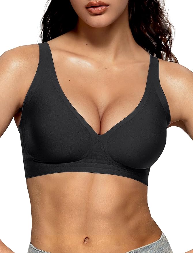 Gailife Deep V Bras for Women No Underwire Wireless Push Up Bra Seamless Plunge Bralette Comfort Supportive Bra Full Coverage